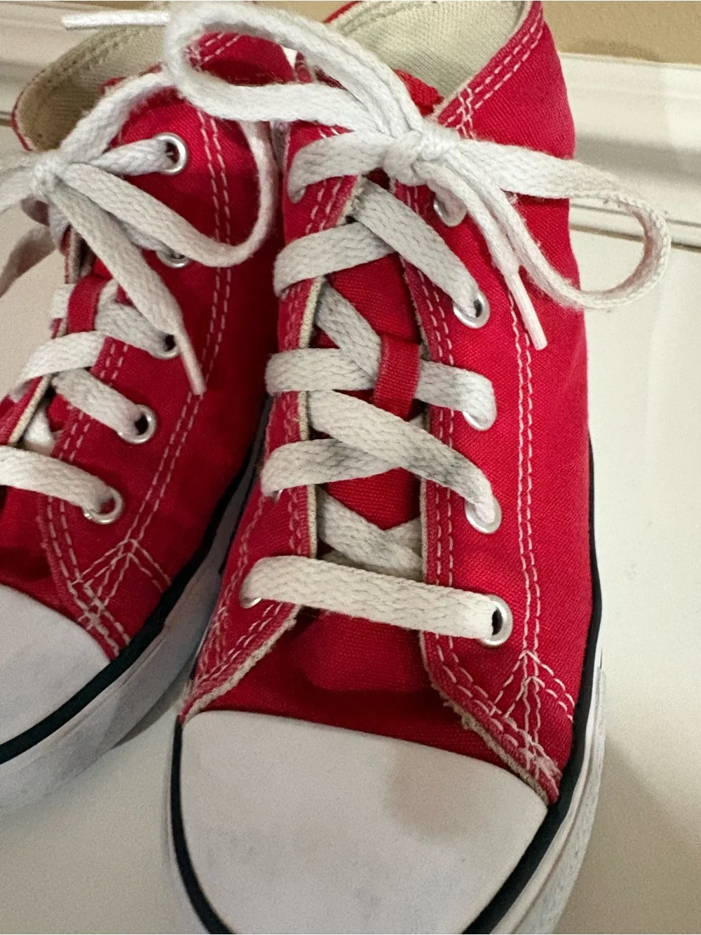 Converse Kids Red Canvas High-Top Sneakers with White Laces